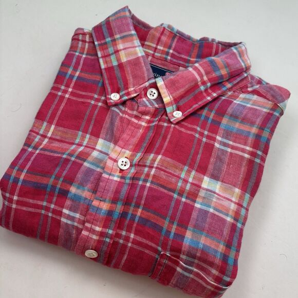 Vineyard Vines Men's S Linen Multicolor Plaid Long Sleeve Slim Fit Murray Shirt - Picture 3 of 8